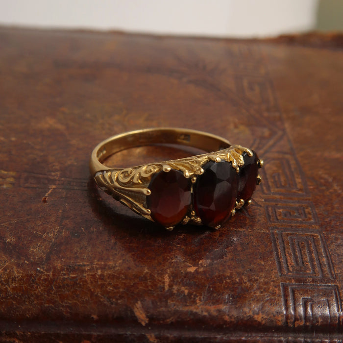 Garnet 3 Stone Ring (1979)