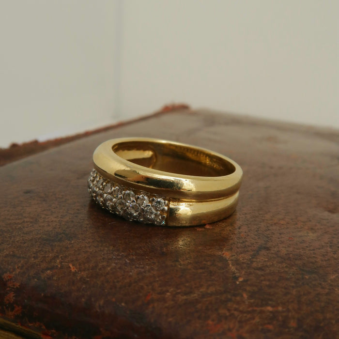 Chunky Double Band CZ Ring