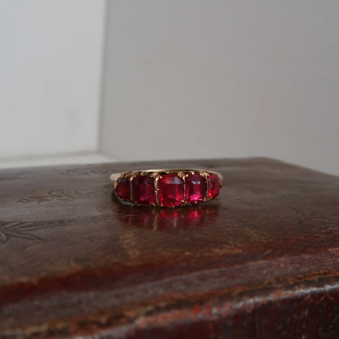 Antique 5 Stone Raspberry Garnet (1899)