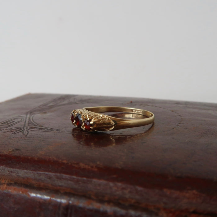 3 Stone Garnet Ring