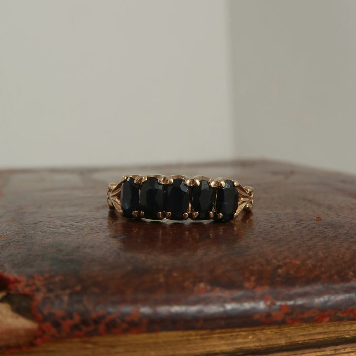 5 Stone Dark Sapphire Ring (1990)