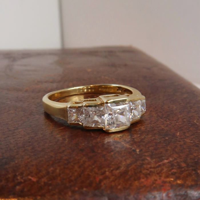 Princess Cut CZ 5 Stone Ring