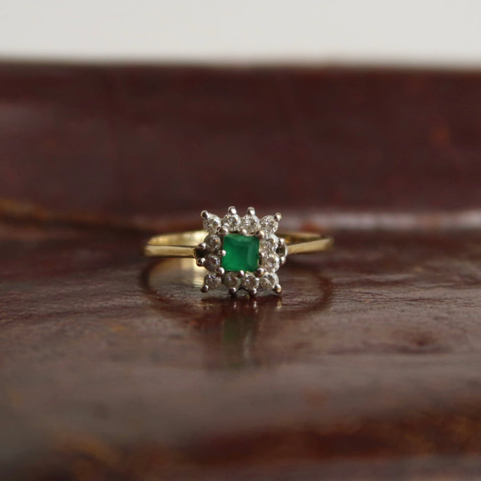 Emerald & CZ Cluster Ring