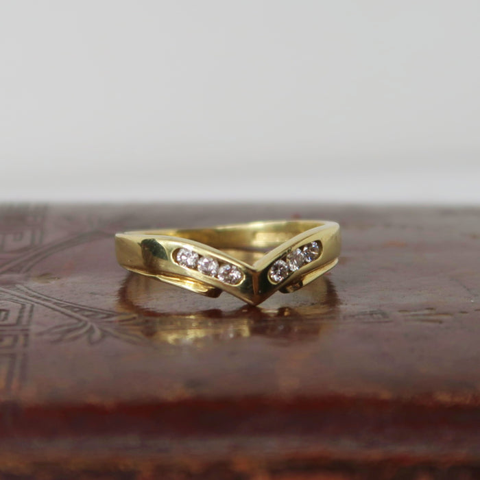 9ct Gold Diamond Chevron Ring