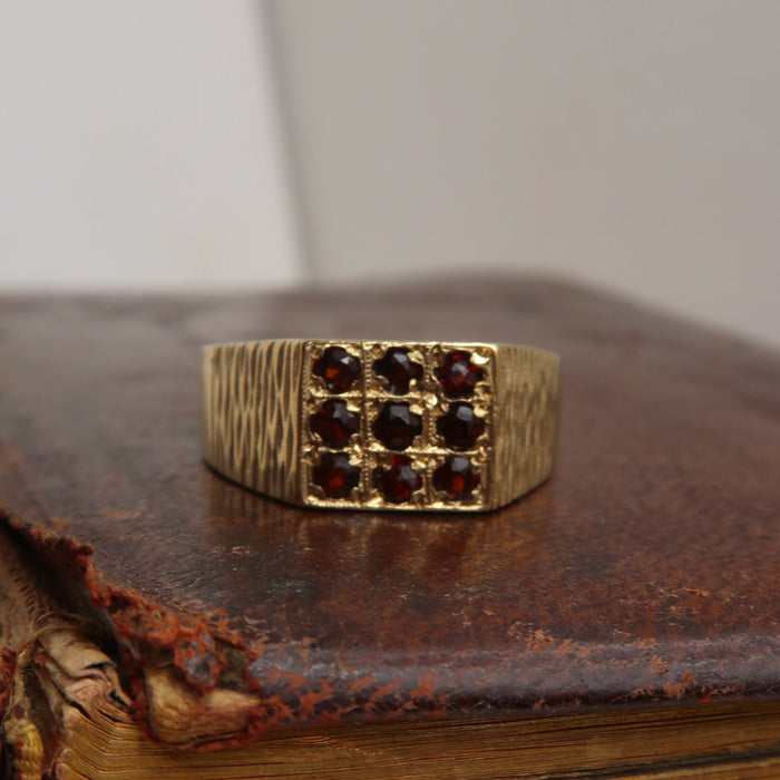 Square Cluster Garnet Ring (1998)