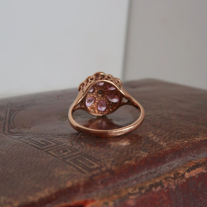 Vintage Pink Tourmaline Floral Cluster Ring