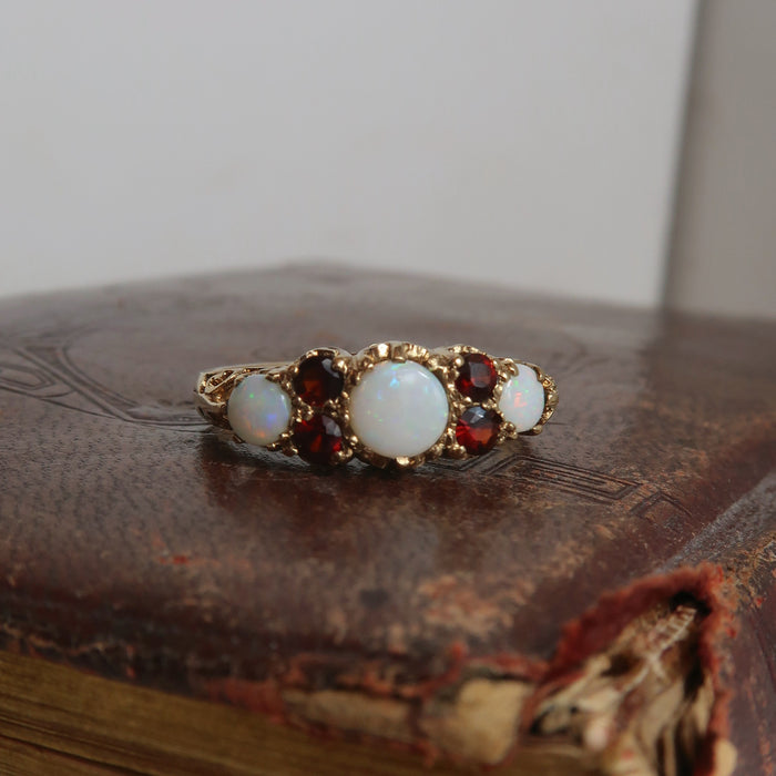 Opal & Garnet Ring