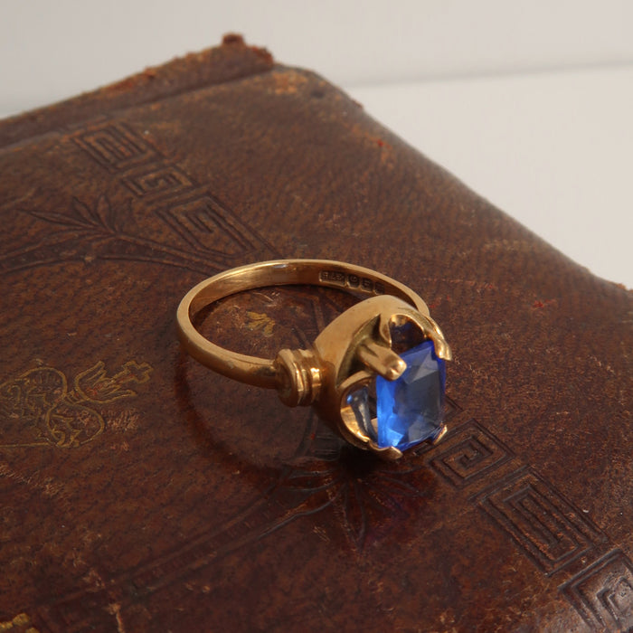 Synthetic Sapphire Claw Set Ring