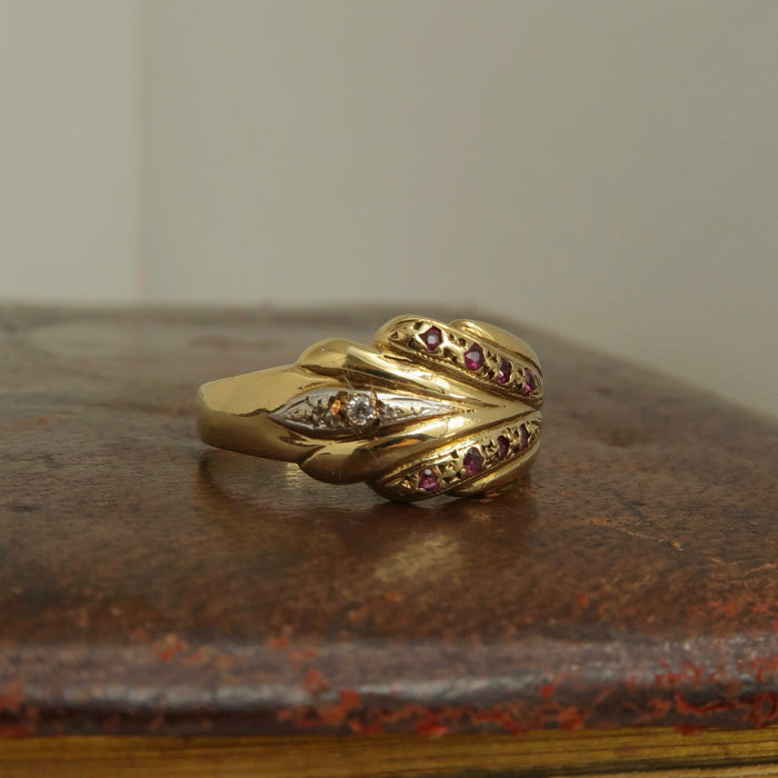 Ruby & Diamond Crossover Ring (1990)