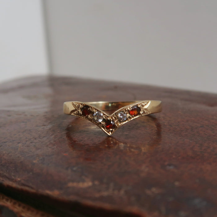 Vintage Garnet Chevron Ring