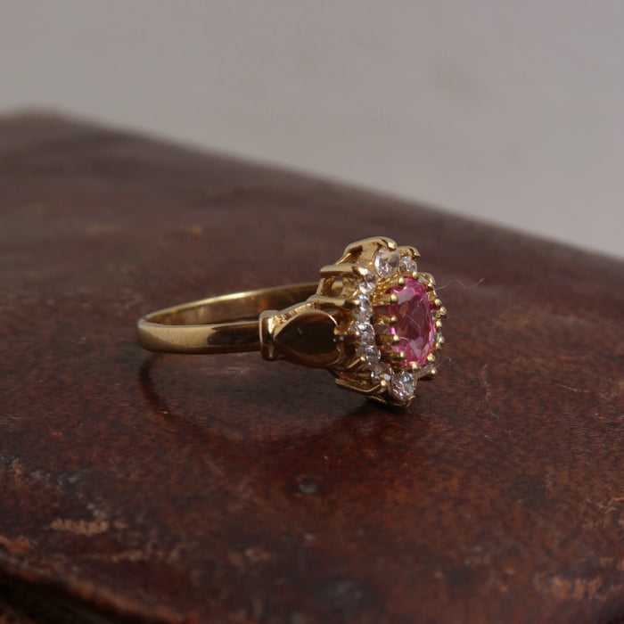 Pink Tourmaline Cluster Ring