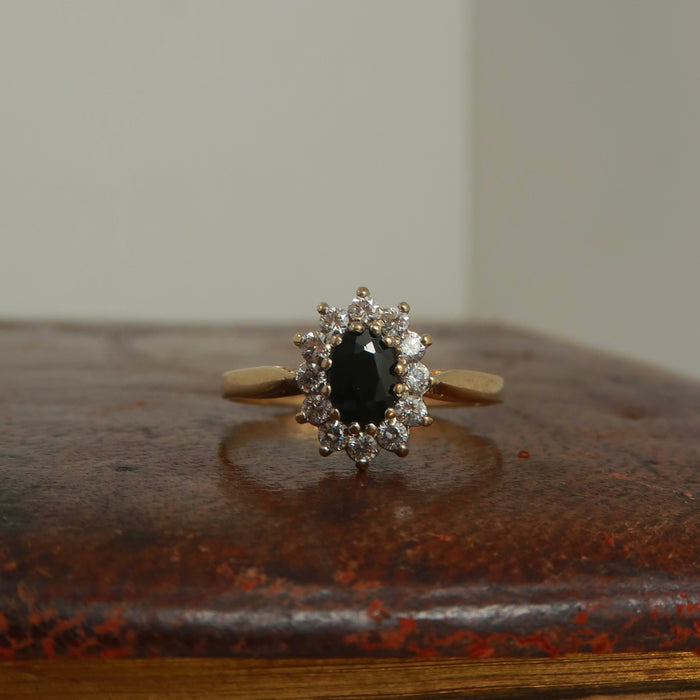 Sapphire & CZ Cluster Ring