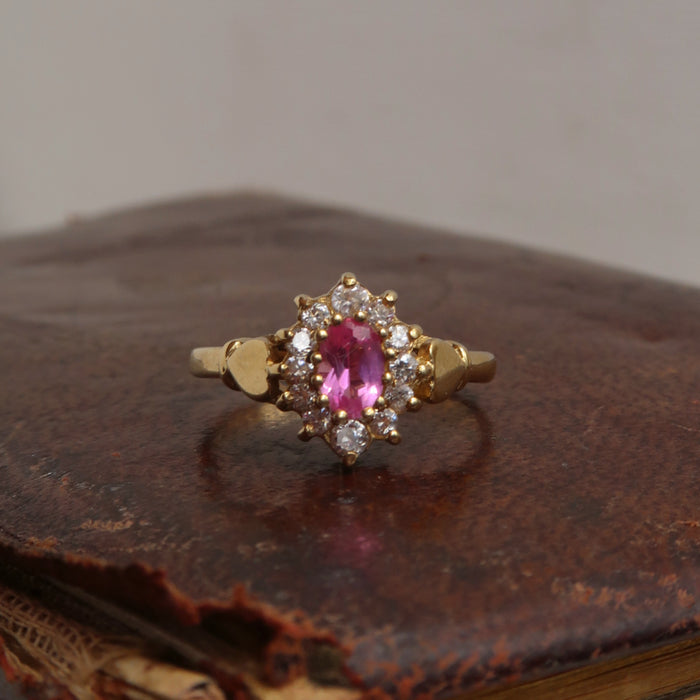 Pink Tourmaline Cluster Ring