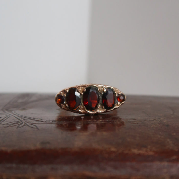 5 Stone Garnet Ring
