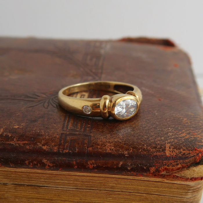 Oval Bezel Set CZ Ring