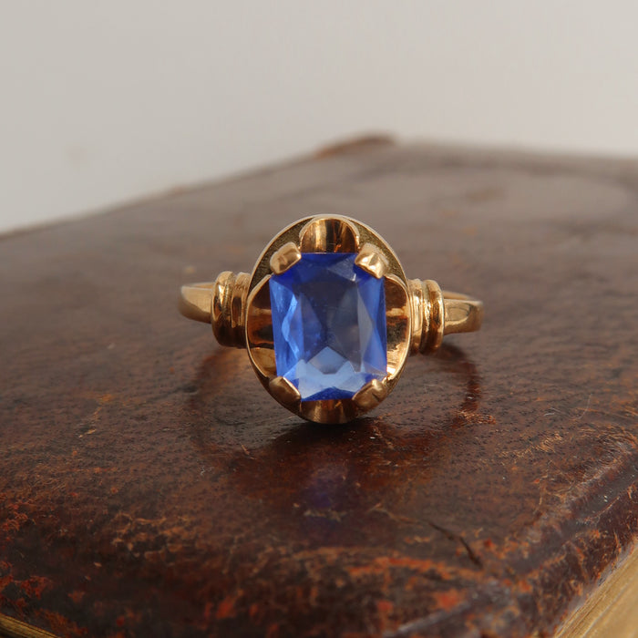 Synthetic Sapphire Claw Set Ring
