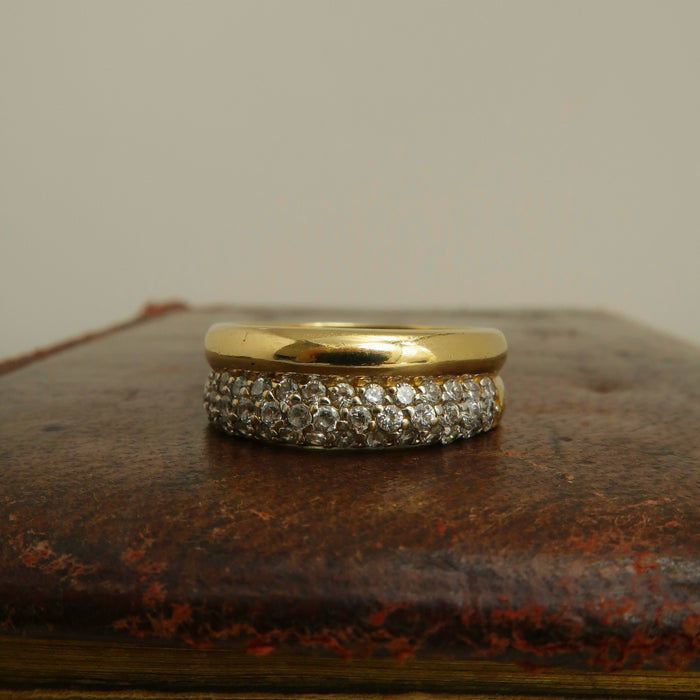 Chunky Double Band CZ Ring