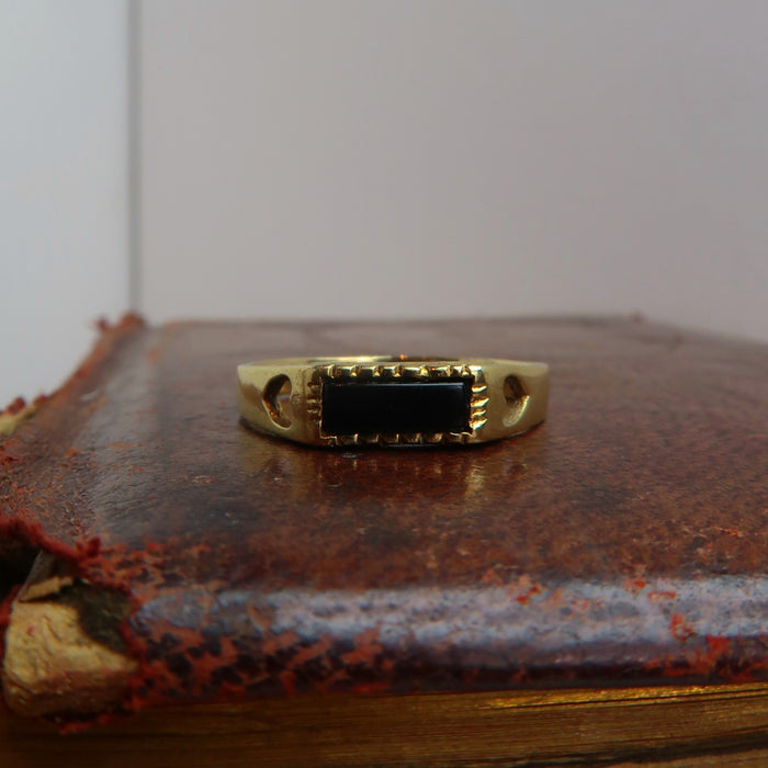 Rectangular Onyx Signet with Heart Detail