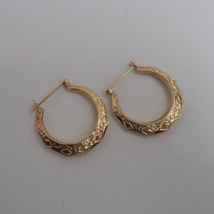 9ct Patterned Hoops