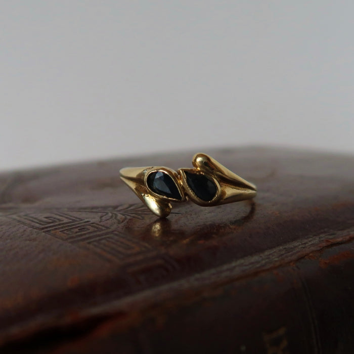 Pear Twist Black Sapphire Ring