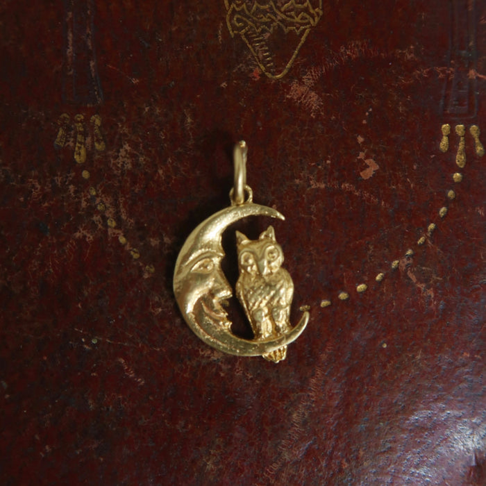 Vintage Moon & Owl Charm