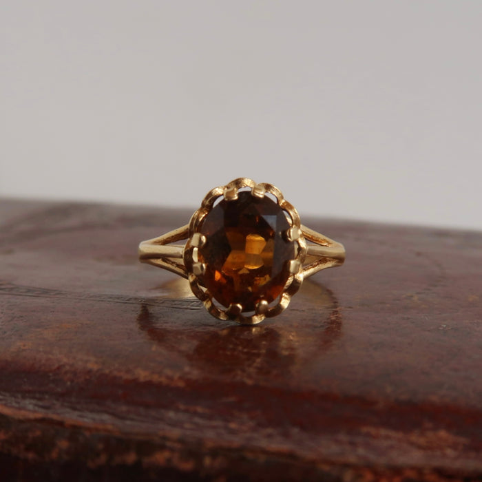 Vintage 9ct Gold Citrine Ring