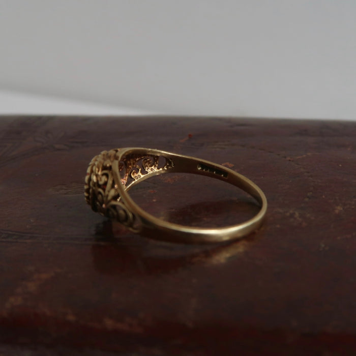 Openwork Heart Garnet Ring