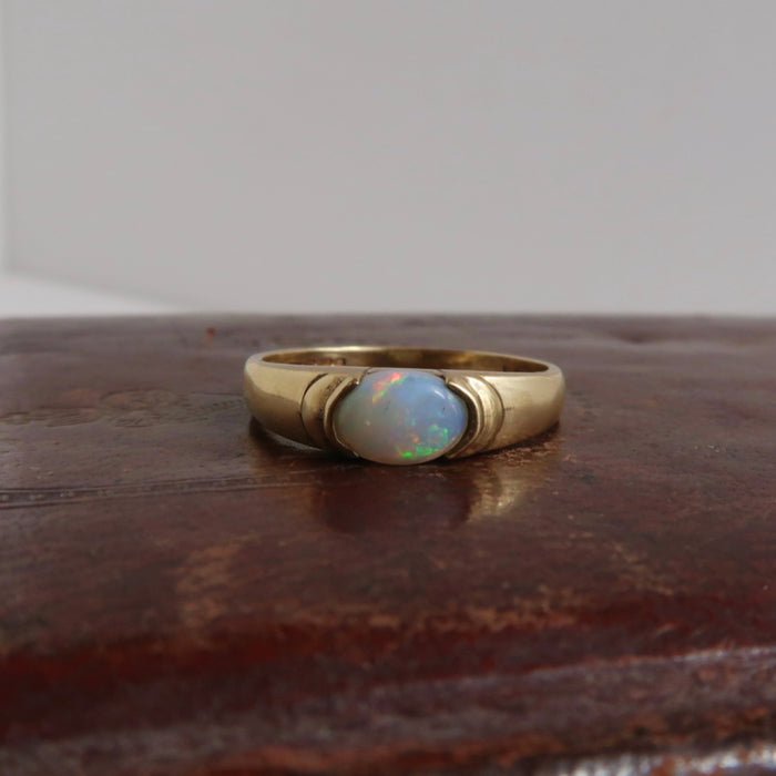 Half- Bezel Opal Ring